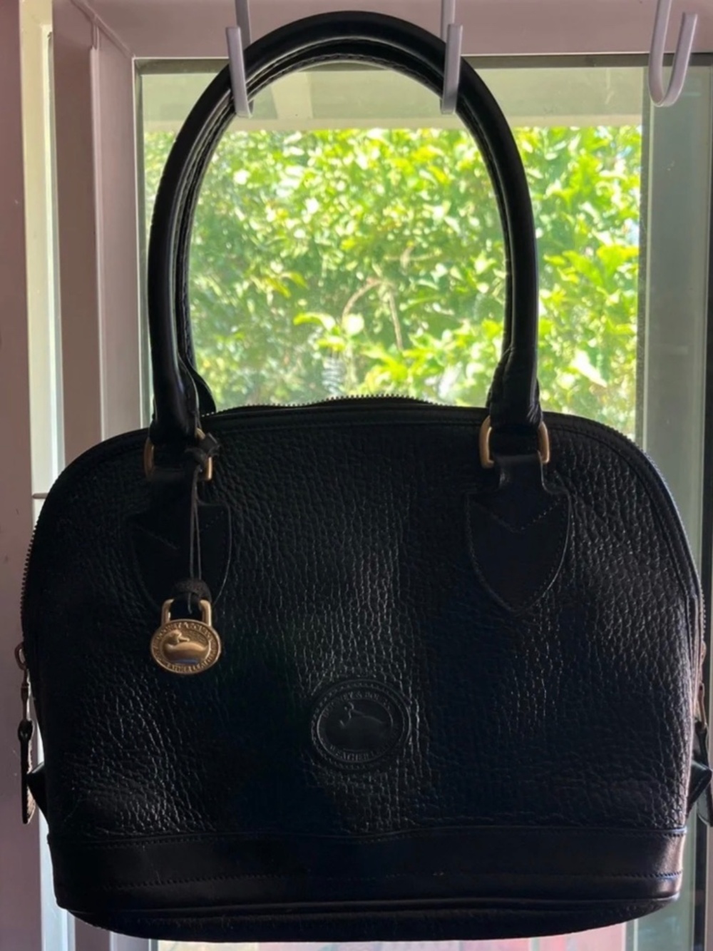 Authentic vintage Dooney & Bourke Black Pebbled Leather Dome Satchel made in USA